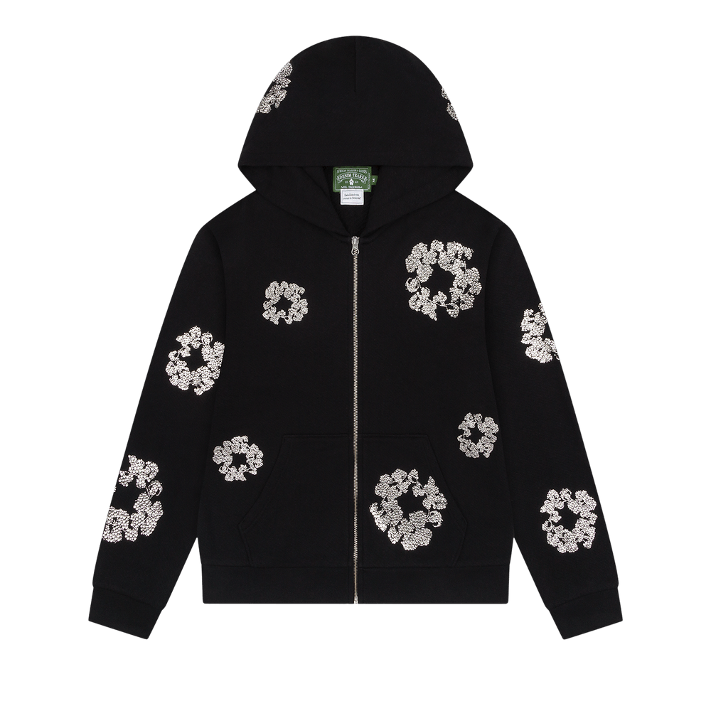 Buy Denim Tears Cashmere Swarovski Cotton Wreath Zip Hoodie 'Black