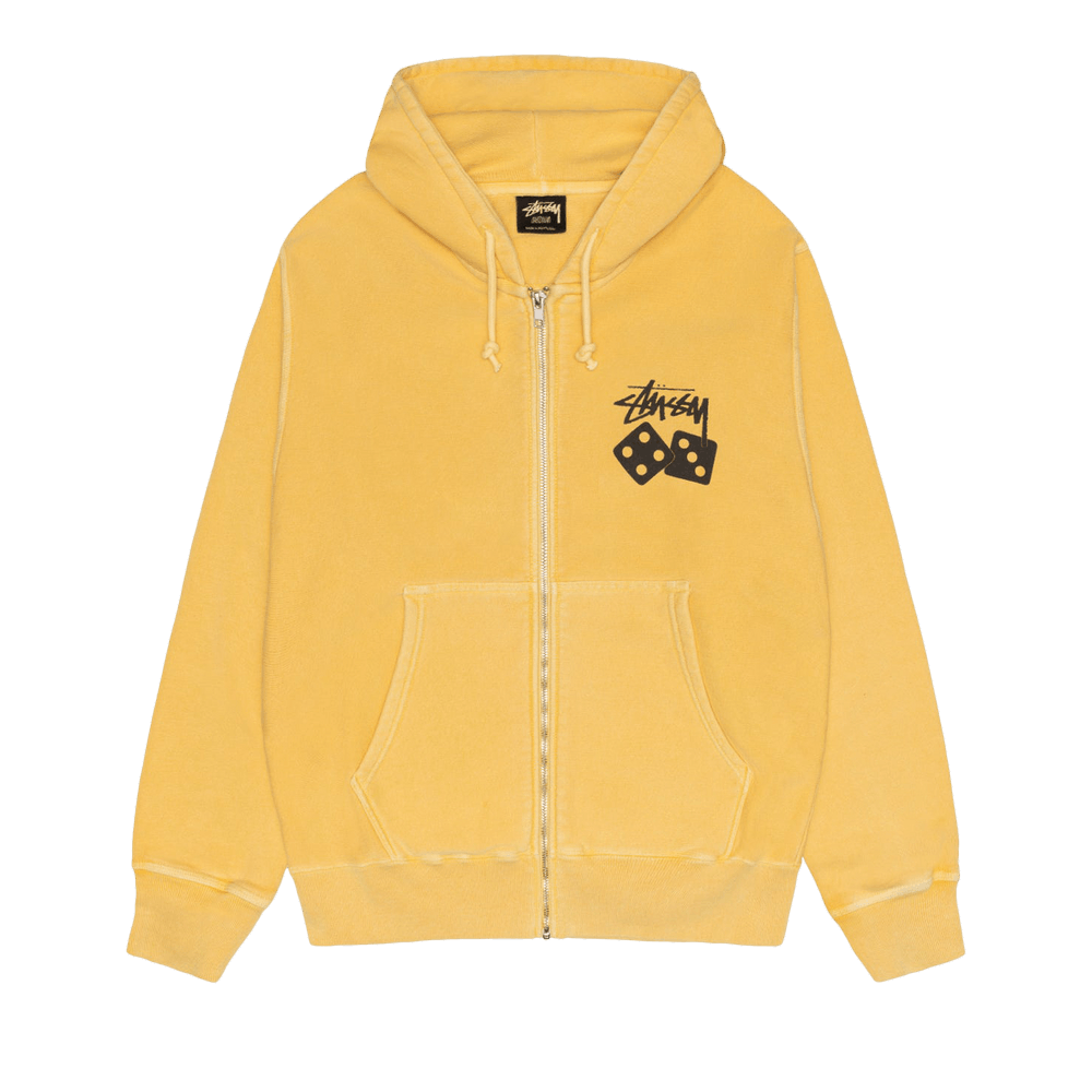 Buy Stussy Dice Zip Hoodie Pigment Dyed 'Yellow' - 1975077 YELO | GOAT