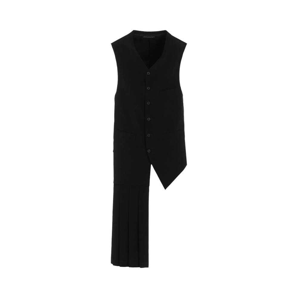 Buy Yohji Yamamoto Pour Homme Pleated Vest 'Black' - HP V09 500