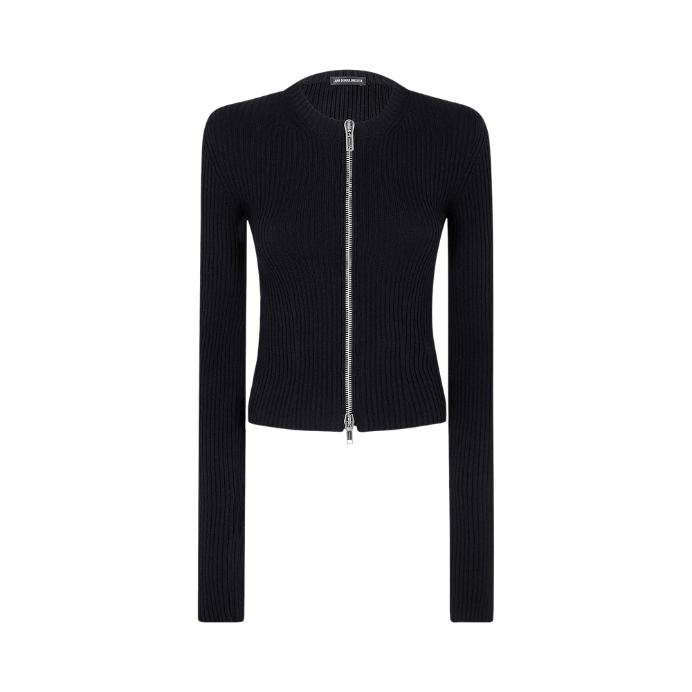Buy Ann Demeulemeester Terna Cropped Zipped Cardigan 'Black