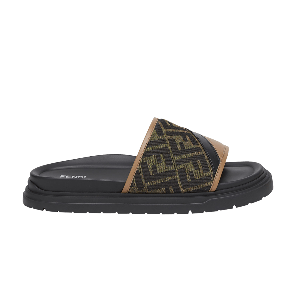 Buy Fendi Diagonal Slides 'FF Jacquard - Brown' - 7X1674