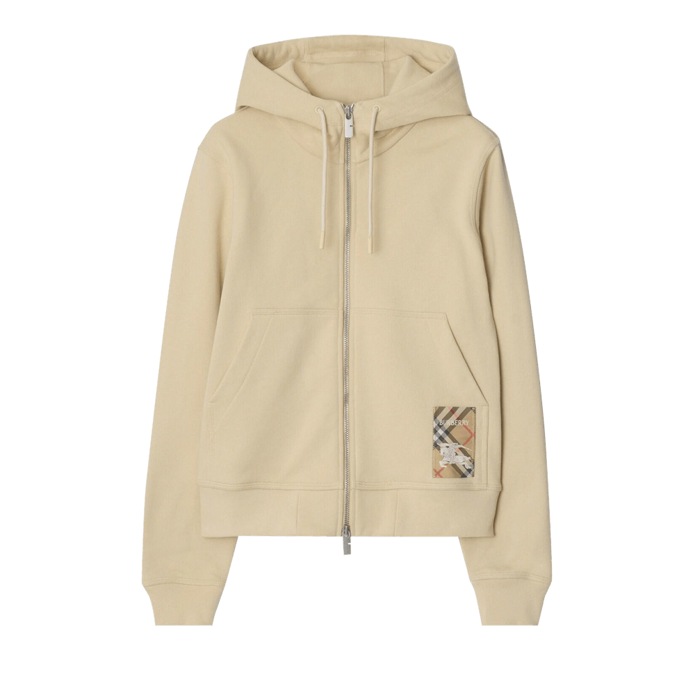BURBERRY　ジップアップニットジャケット　裏地ノバチェック　Мサイズ Check Wool Zip Hoodie in Sand beige | Burberry® Official