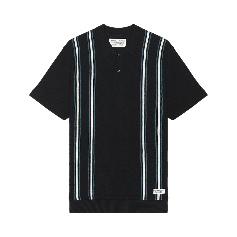 トップス WACKO MARIALEOPARD KNIT POLO SHIRT Wacko Maria Leopard Knit Short Sleeve Polo Shirt - Brown
