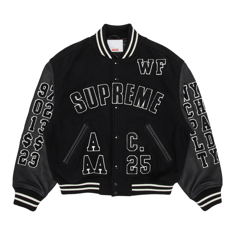 Buy Supreme Praises Varsity Jacket 'Black' - SS25J25 BLACK Buy Supreme Praises Varsity Jacket 'Black' - SS25J25 BLACK