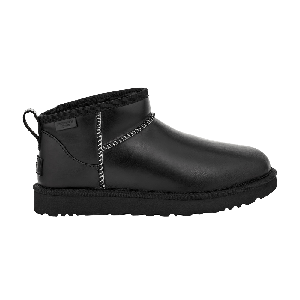 Ugg Wmns Classic Ultra Mini Leather Regen Boot 'black'