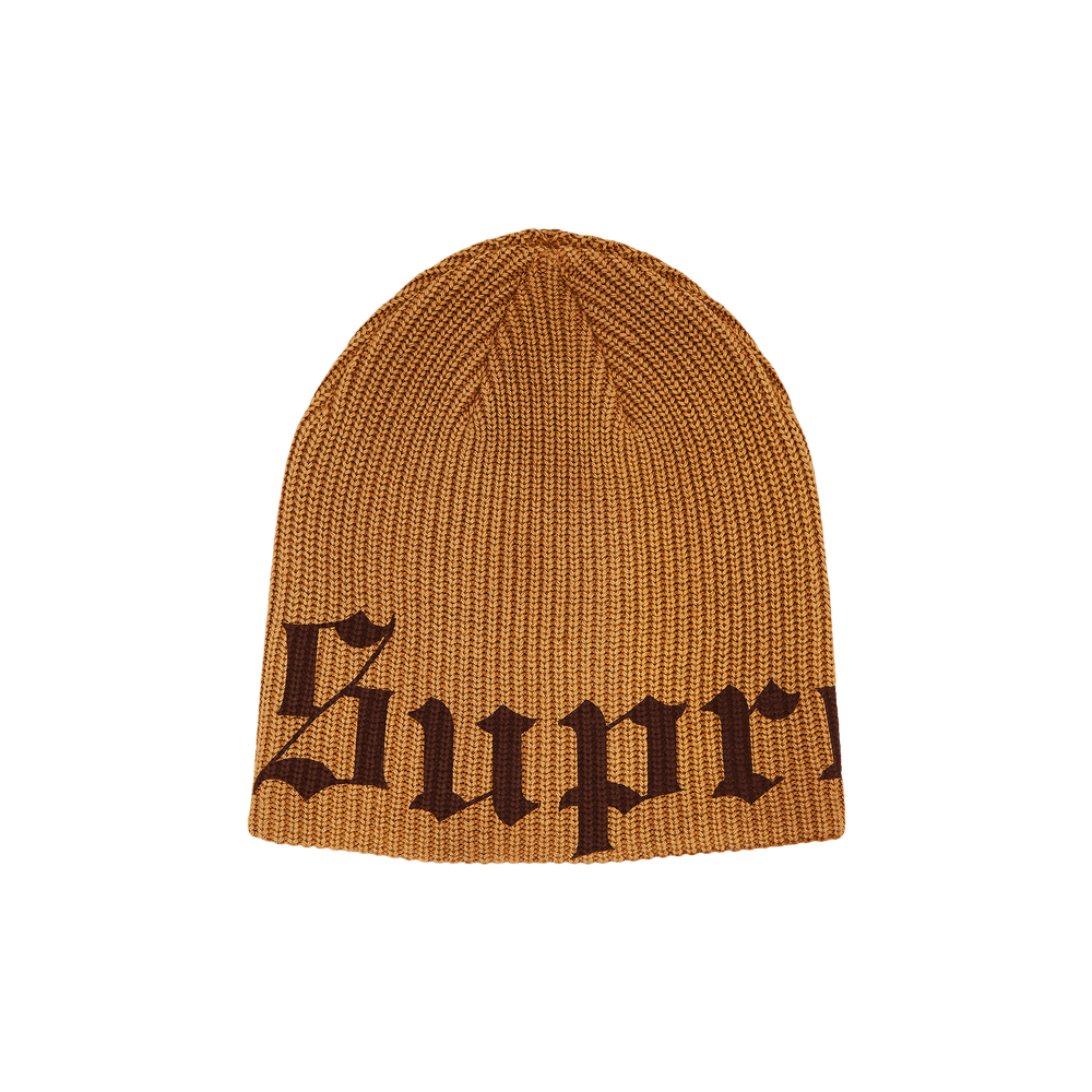 Buy Supreme Old English Printed Beanie 'Tan' - SS25BN13 TAN | GOAT