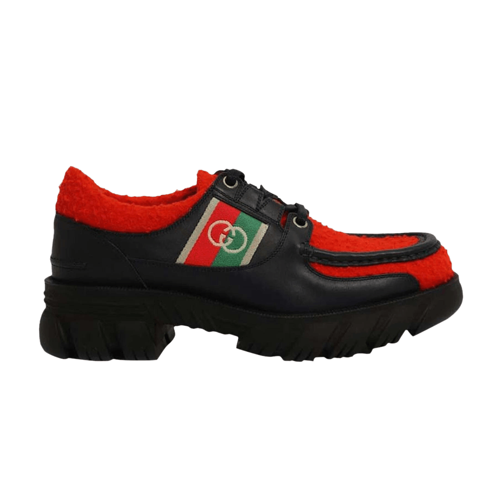 Buy Gucci Lace-Up Derby 'Interlocking G - Red Black' - 681797