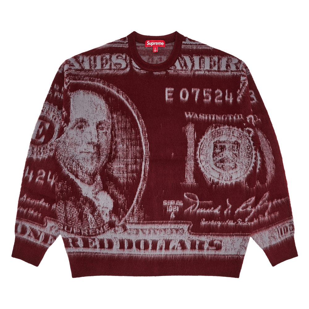 2024春大特価セール！ Sweater Money Supreme Buy 'Burgundy' GOAT | BURGUNDY SS25SK22 - トップス