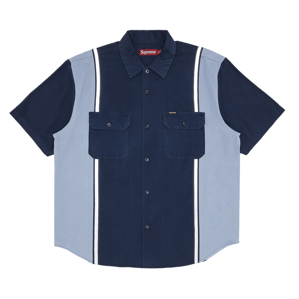 Buy Supreme Reflective Stripe Short-Sleeve Work Shirt 'Navy