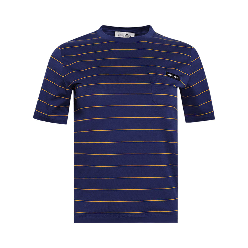 Buy Miu Miu Stripe Tee 'Ink Blue/Topaz' - MJN537 14RT F0XEI | GOAT