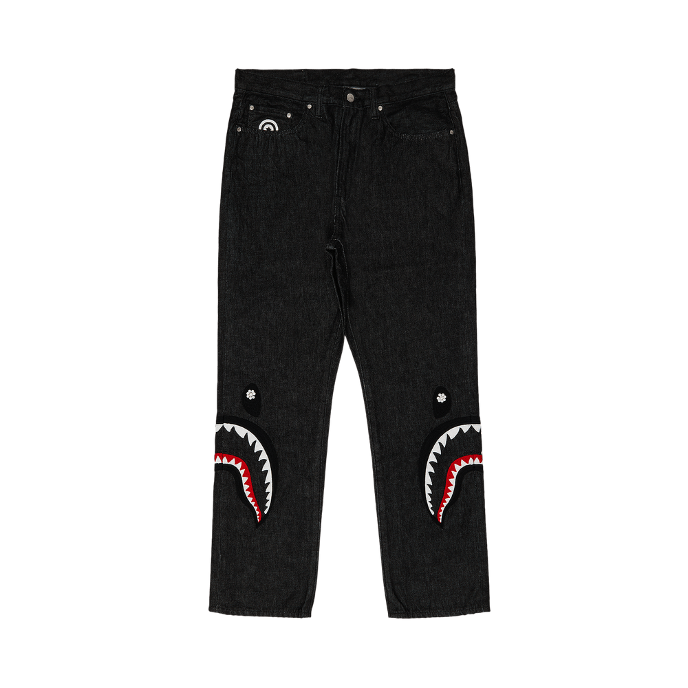 Buy GOAT Exclusive BAPE Pearl Shark Relaxed Fit Denim Pants 'Black