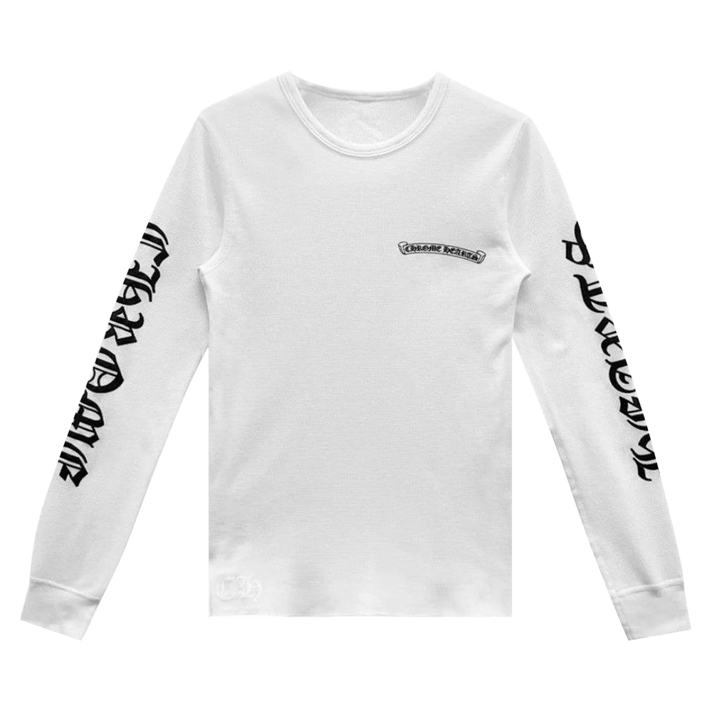 Buy Chrome Hearts Scroll Logo Long-Sleeve Thermal T-Shirt 'White