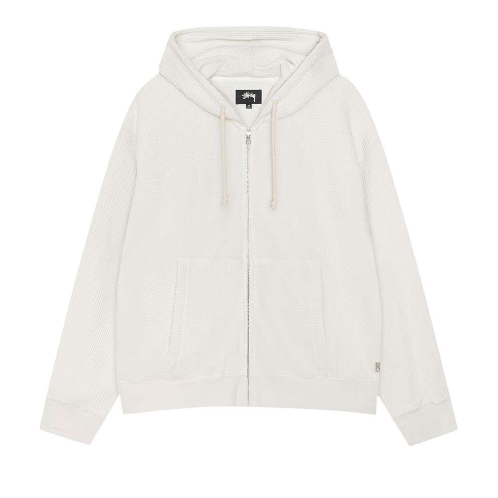 Buy Stussy Double Layer Waffle Zip Hoodie 'Off White