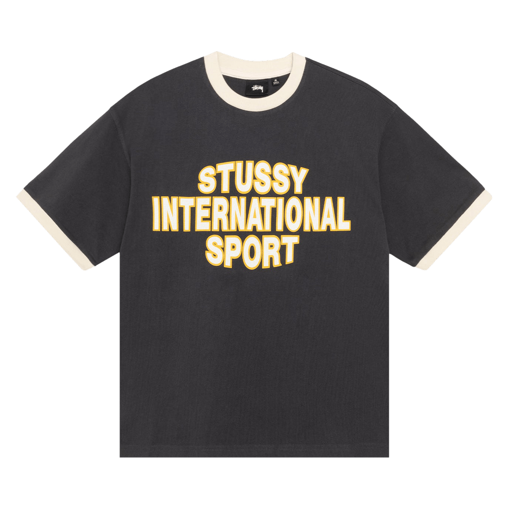 【OLD STUSSY】Stussy California Ringer Tee VINTAGE Stussy Men T-Shirt Large Gray Ringer 90s College LA