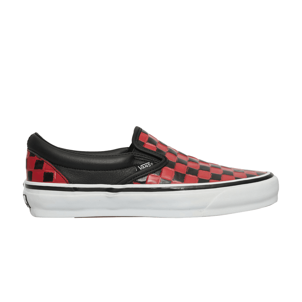 Vans Classic Slip-On 98 Vibram Leather Checkerboard - Black Racing Red