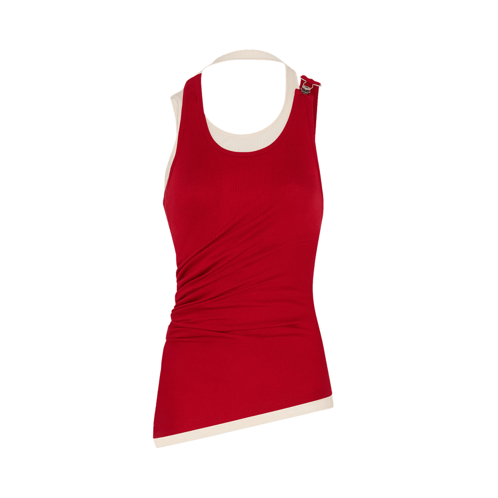 Buy Jean Paul Gaultier Draped Double Tank Top 'Red/Ecru' - 25 34 F