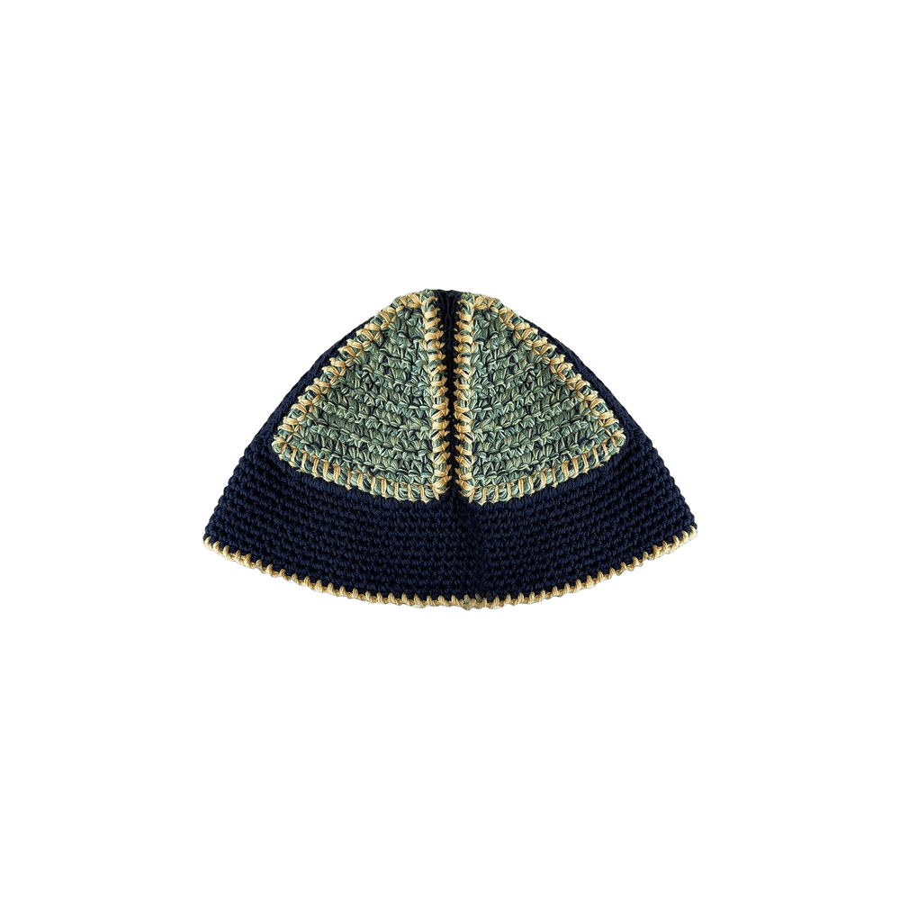 Buy Nicholas Daley Hand Crocheted Bucket Hat 'Navy/Mint' - ND SS25