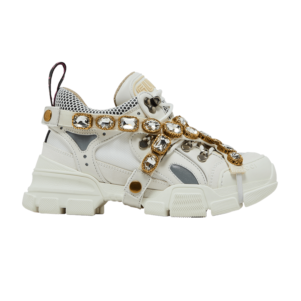 靴 GUCCI Flashtrek \"Sega White\" us9.5 28cm Authentic Gucci Sega Flashtrek Ladies White Sneakers Stretch