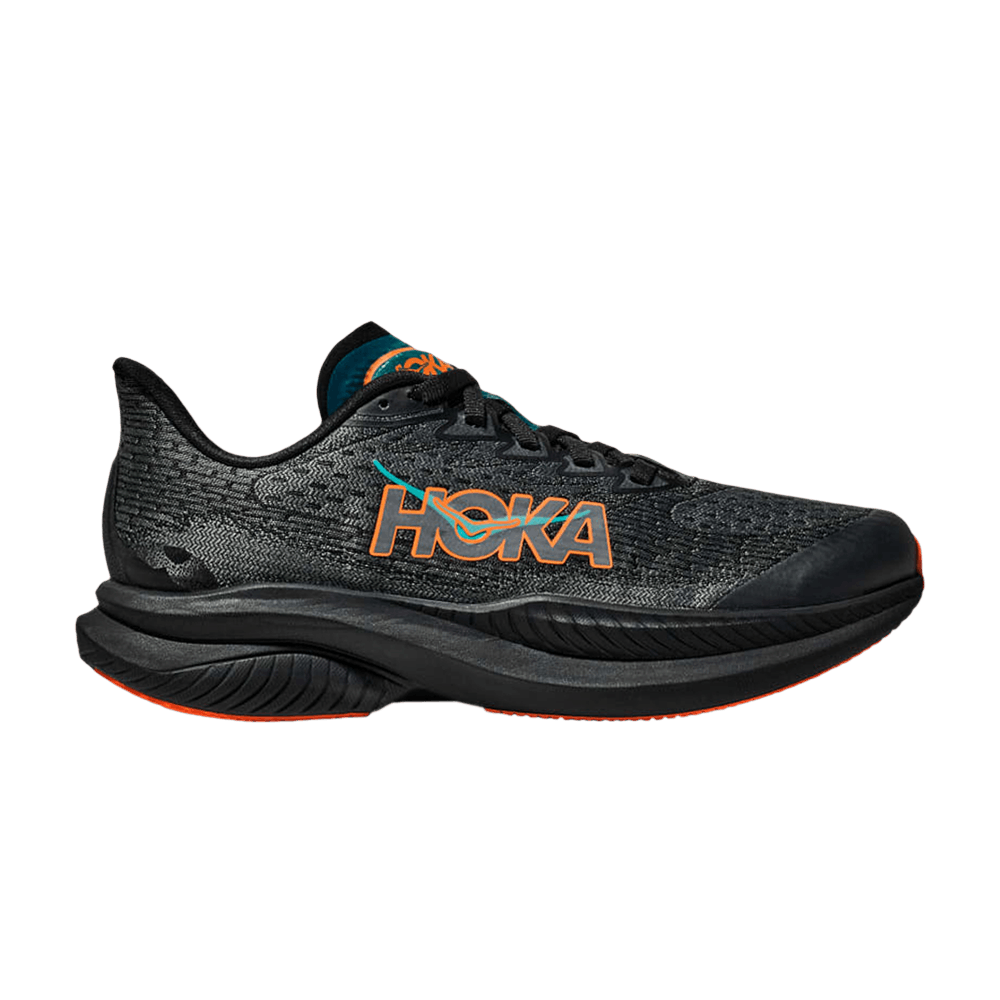 Hoka Mach 6 Kids Black Electric Tangerine