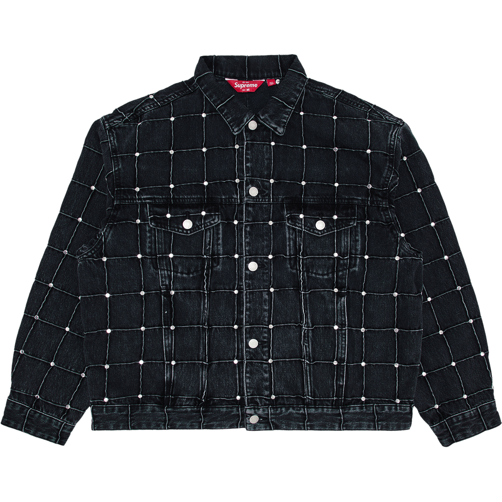憧れの Denim Seam Studded Supreme Buy Trucker 'Black Jacket iPhoneケース