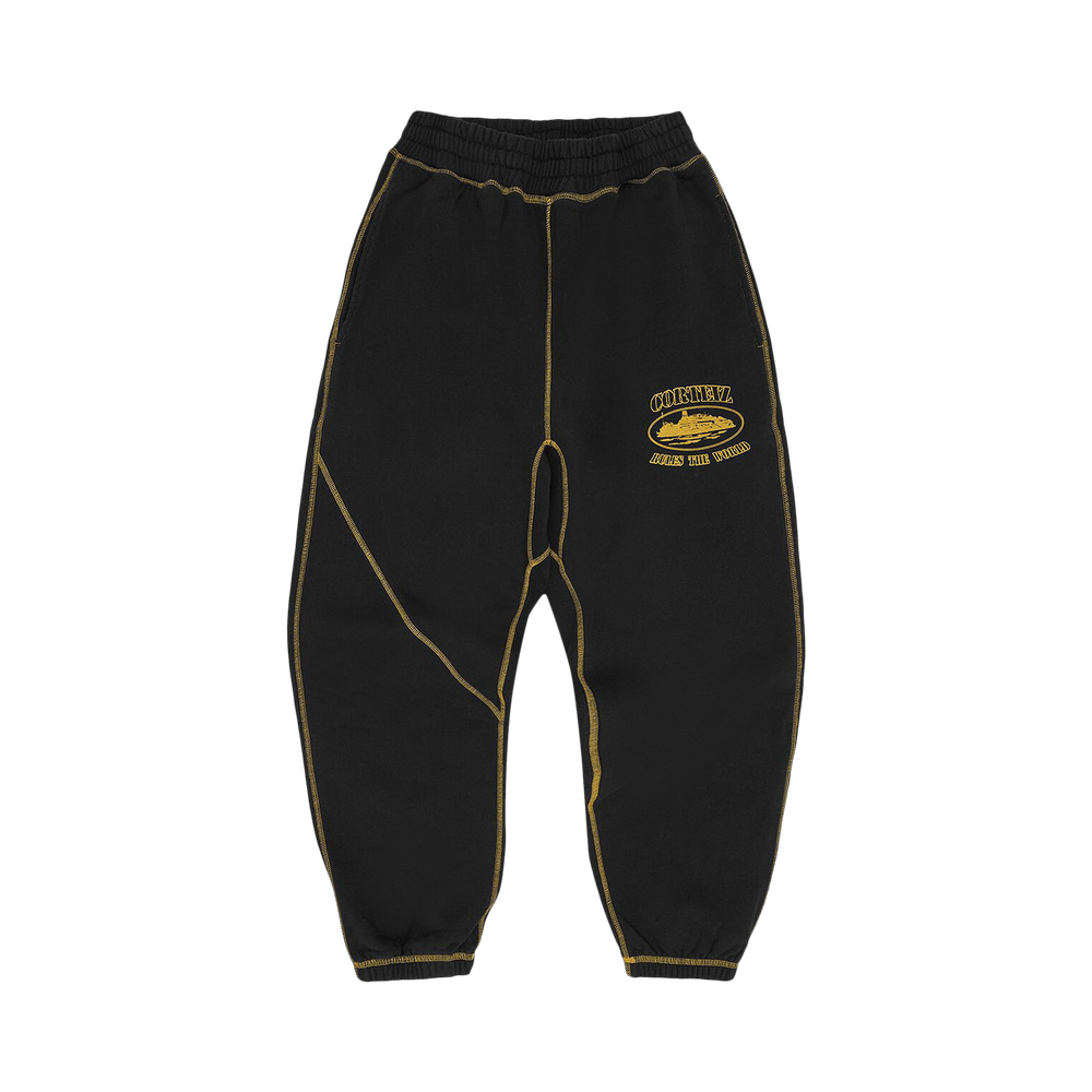 Buy Corteiz Alcatraz Contrast Sweatpant 'Black/Yellow