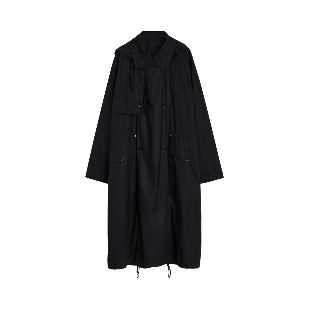Buy Lemaire Light Hooded Trench Coat 'Black' - CO1096 LF1371