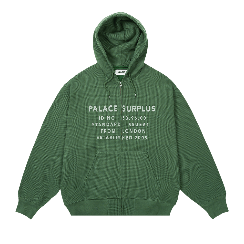 Buy Palace Stamp Waffle Zip Hood 'Racey Green' - P28CS104 | GOAT