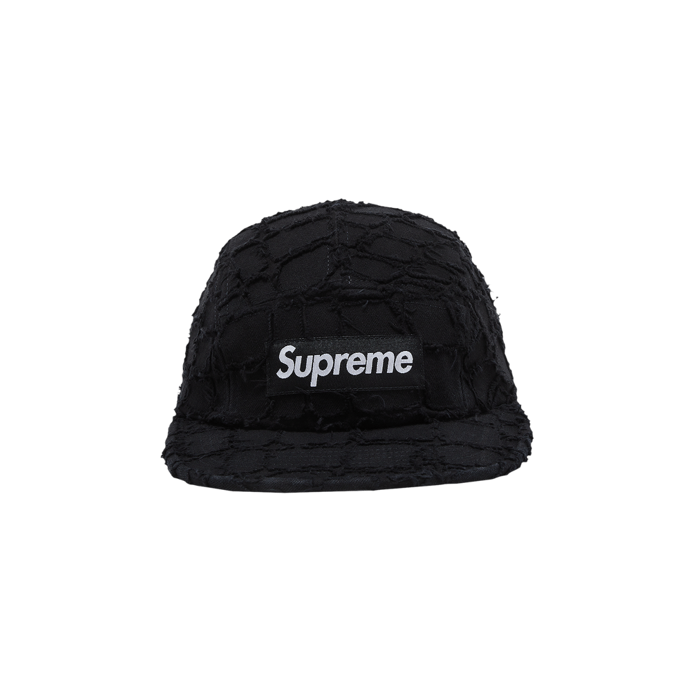 帽子 Frayed Croc Denim Camp Cap Black Supreme Frayed Croc Denim Camp Cap Black - SS25 - US