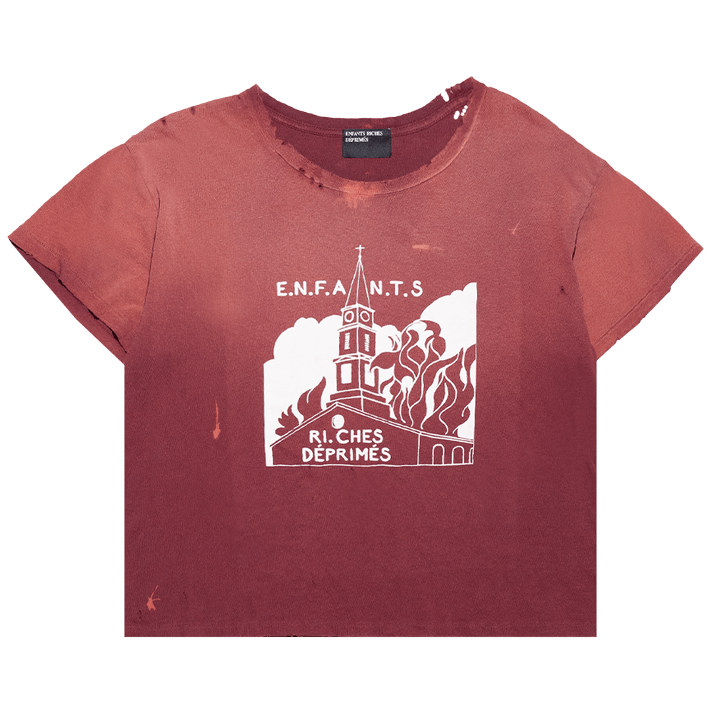 Buy Enfants Riches Déprimés Burning Church T-Shirt 'Dark Scarlet