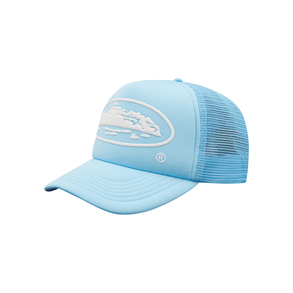 Buy Corteiz Alcatraz Puff Print Trucker Hat 'Baby Blue