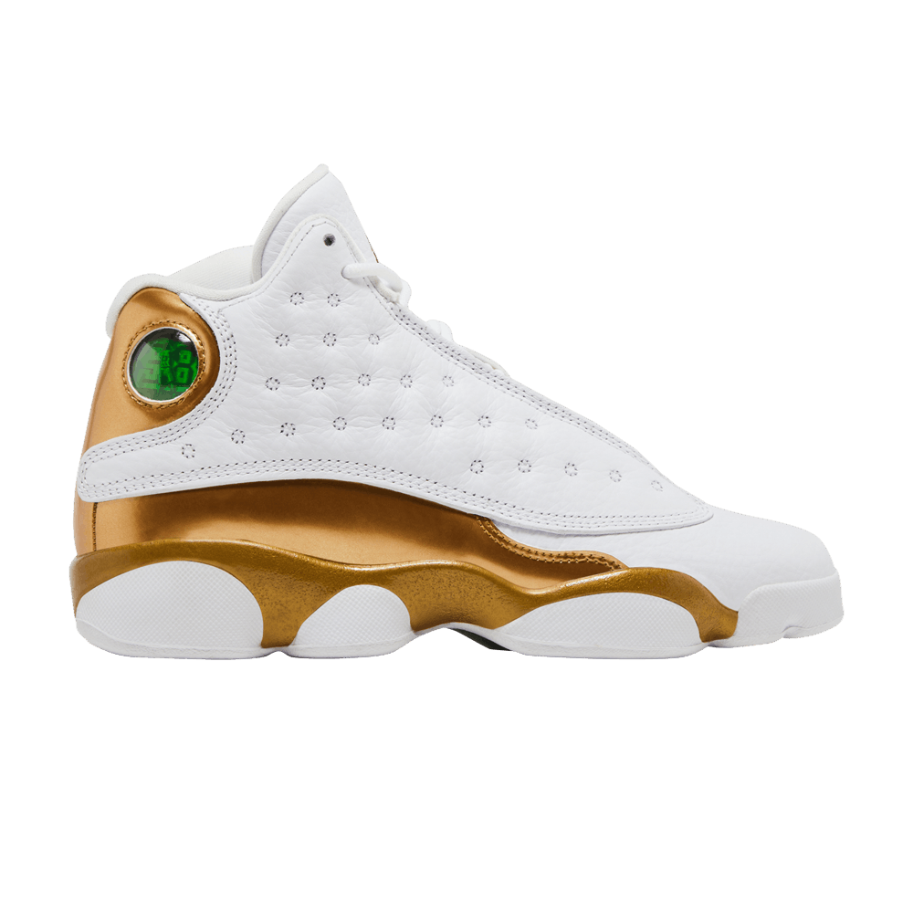 gold and white jordan 13s