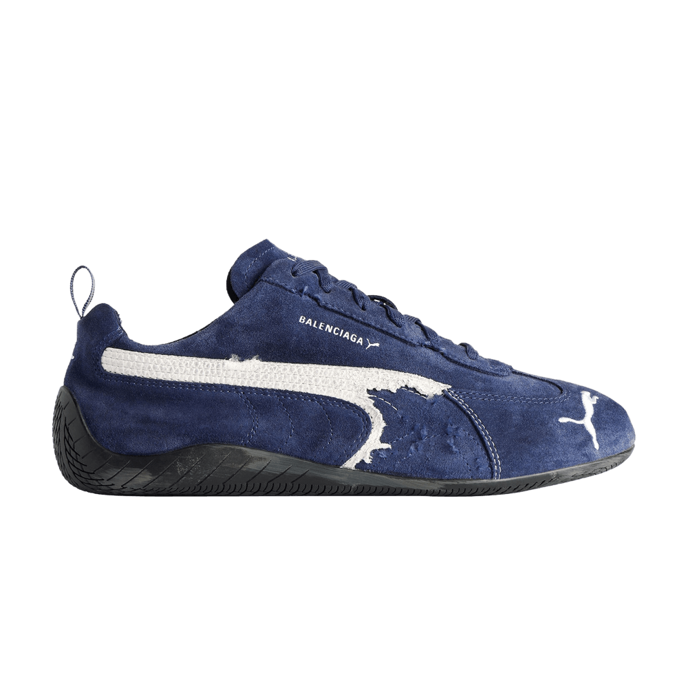Balenciaga X Puma Speedcat Suede Distressed Navy White