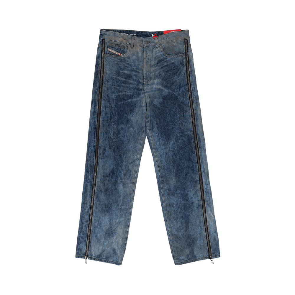 Buy Diesel Side Zip Relaxed Jeans 'Blue' - A137970PGAX01 | GOAT