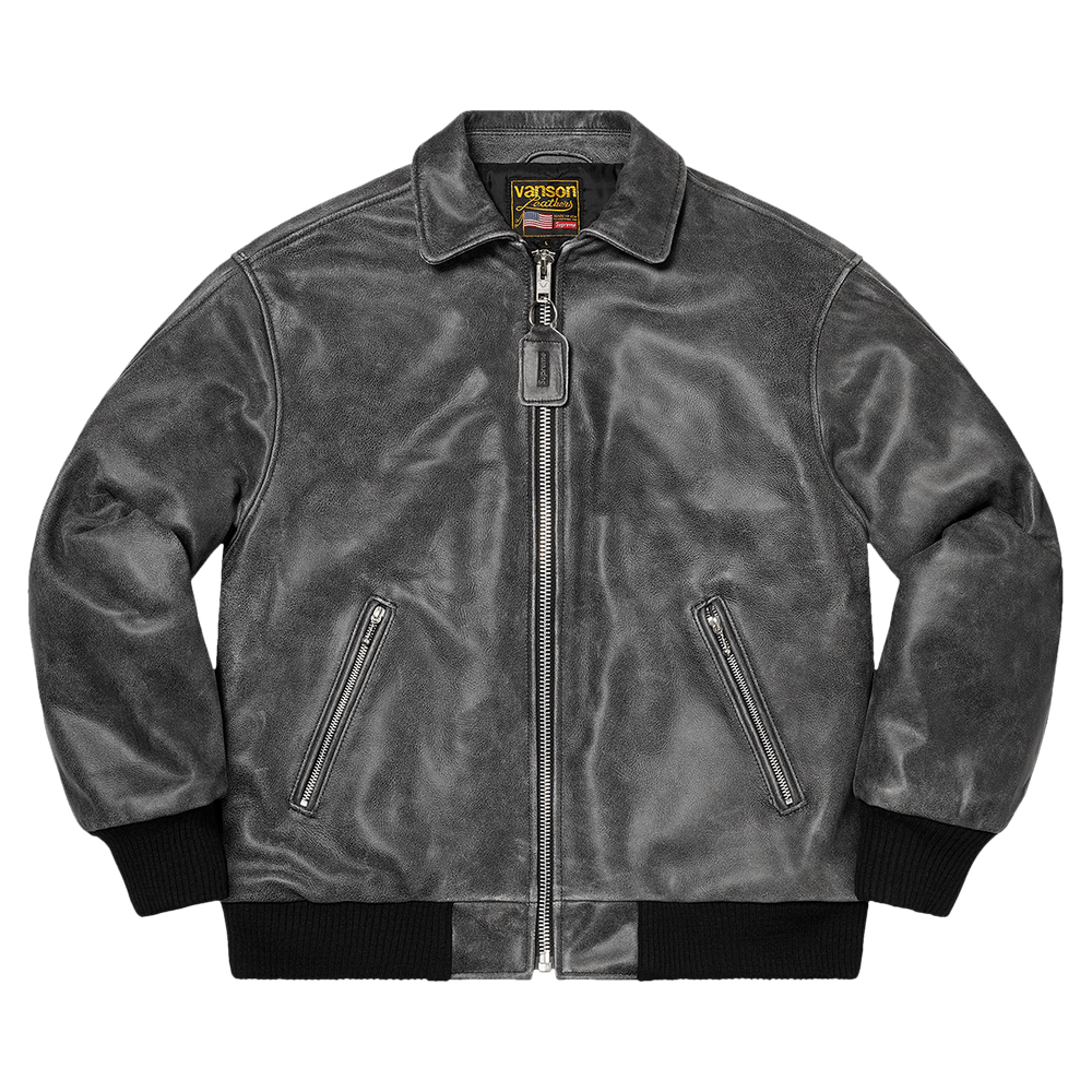 Buy Supreme Vanson Leathers Worn Leather Jacket 'Black' - 00052