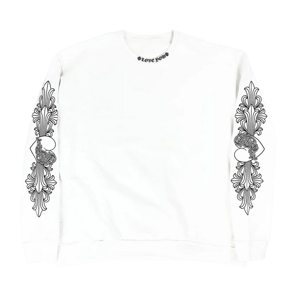 chrome hearts LOVE YOU CREW Sサイズ Chrome Hearts LOVE YOU Letter White Sweatershirt - SRM