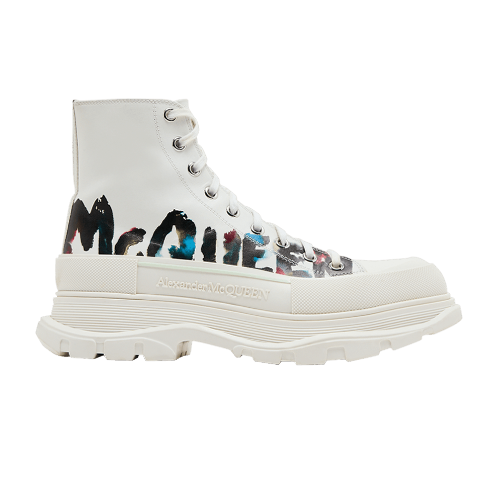 ★Alexander McQUEEN★ Tread Slick Sneakers 711109WIATC9583 Buy Alexander McQueen Tread Slick Boot 'Graffiti Logo