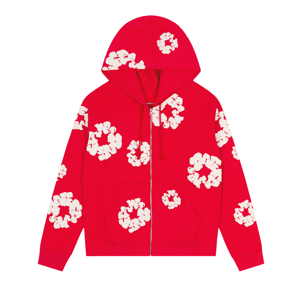 Buy Denim Tears Cotton Wreath Zip Hoodie 'Red