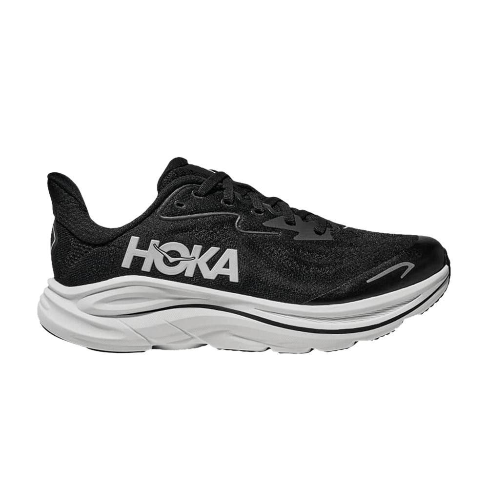 Hoka Clifton 10 Big Kids Black White