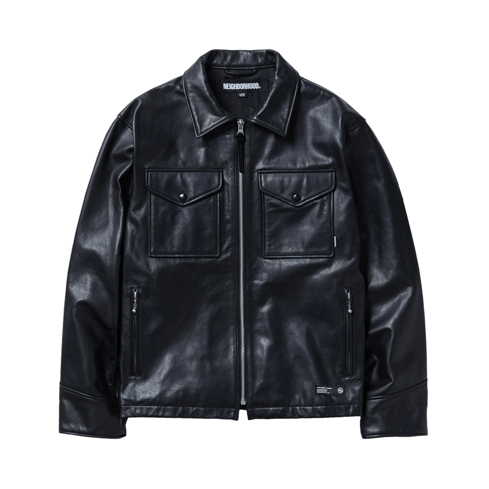 Buy Neighborhood Leather PM Jacket 'Black' - 251SZNH JKM01 BLAC | GOAT