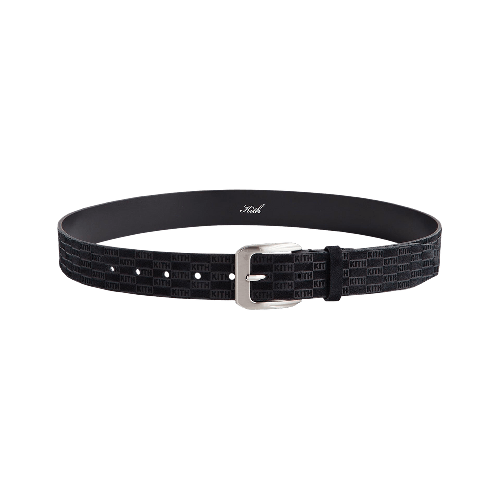 小物 KITH Monogram Suede Leather Belt BLACK L Buy Kith Monogram Suede Leather Belt 'Black' - KHMSL0026 001 | GOAT