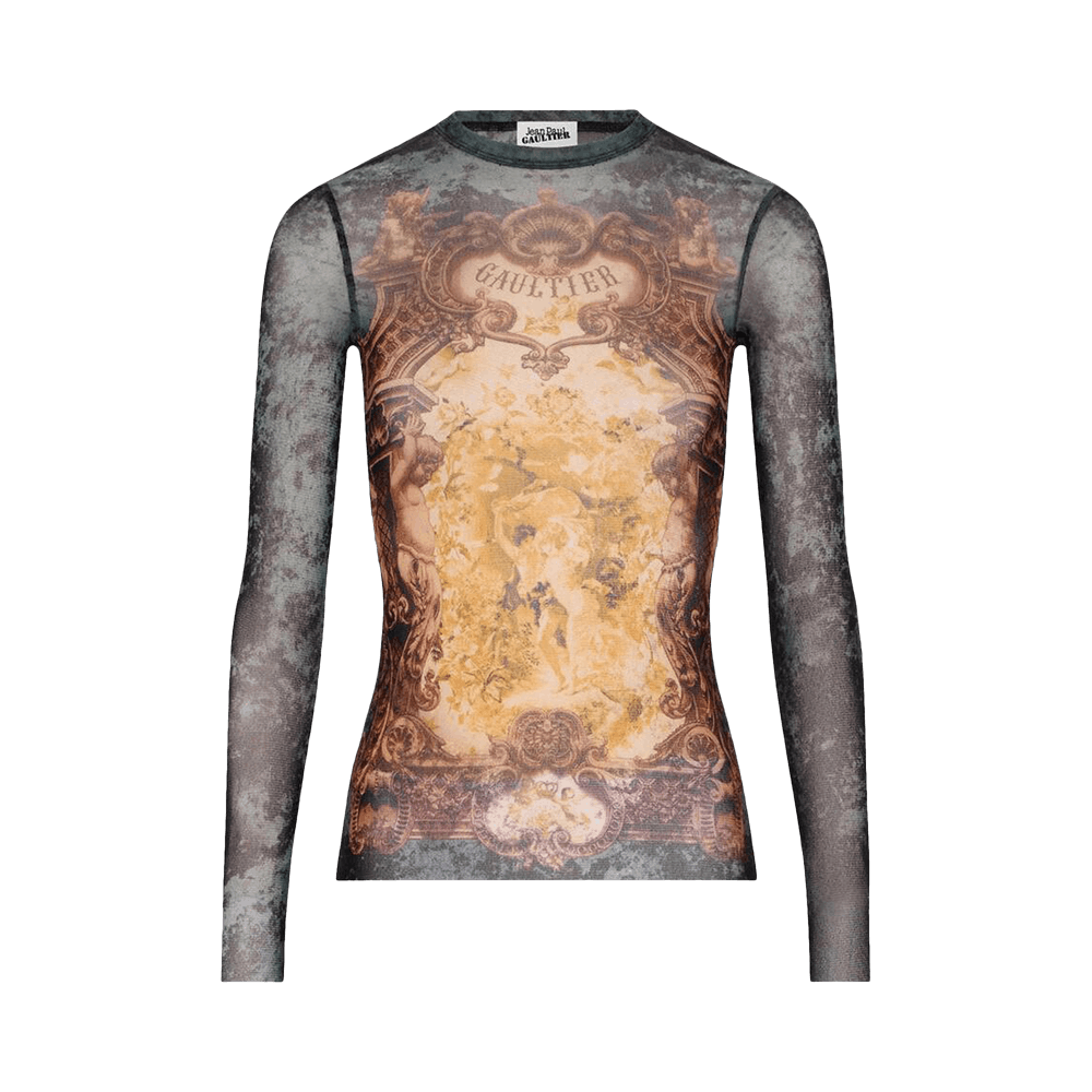 Buy Jean Paul Gaultier Mesh Long-Sleeve Top Printed Médaillon
