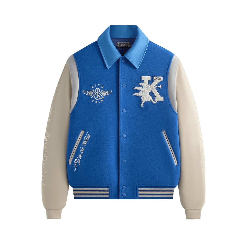 Buy Kith Wool & Microsuede Varsity Jacket 'Cyclone' - KHM010843