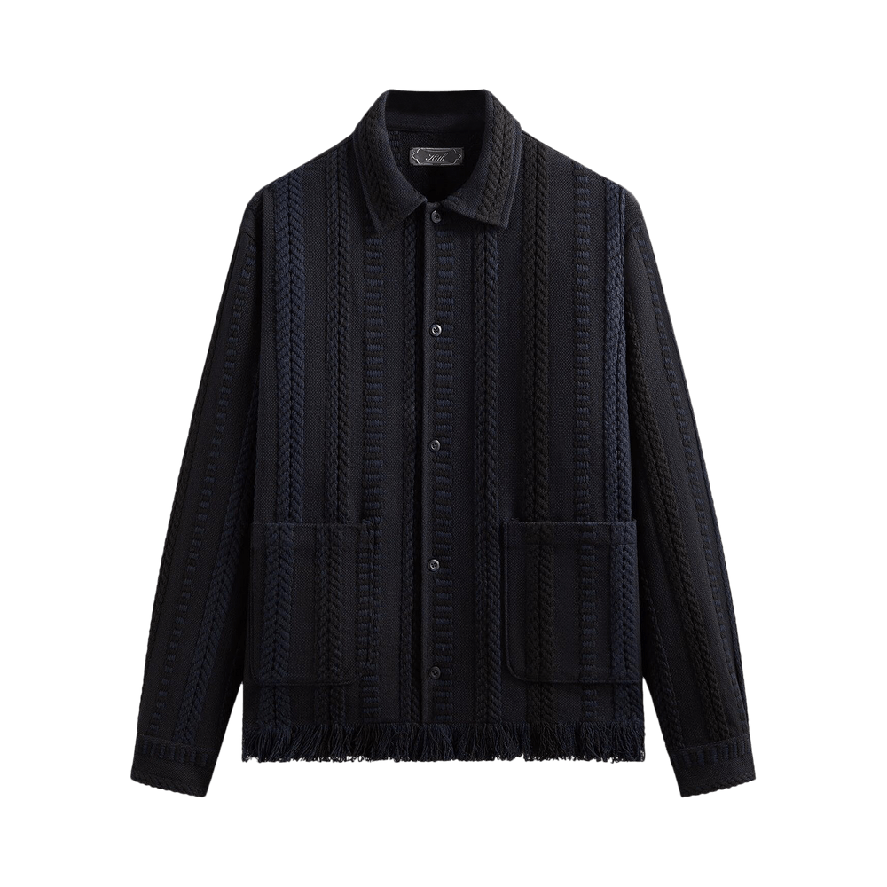 Kith Mixed Stripe Tweed Boxy Collared Overshirt Nocturnal Price in