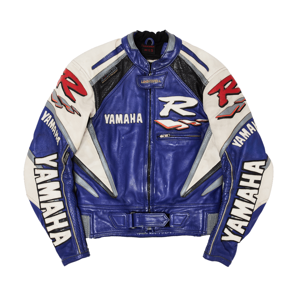 Buy Vintage Yamaha Leather Motorcycle Racing Jacket 'Blue' - 06707