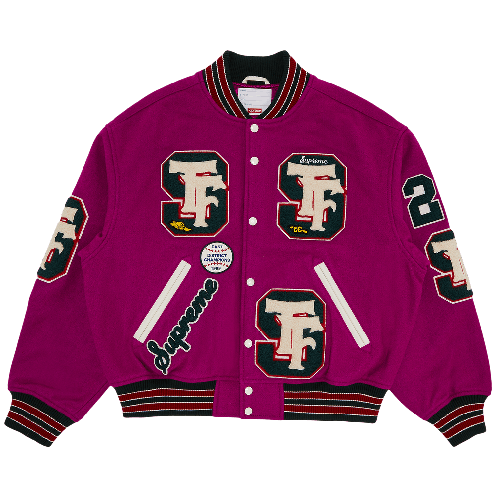 Buy Supreme Drill Team Varsity Jacket 'Magenta' - FW25J48 MAGENTA
