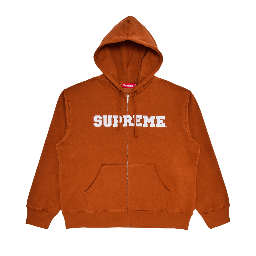 Buy Supreme Collegiate Appliqué Zip Up Hooded Sweatshirt 'Rust
