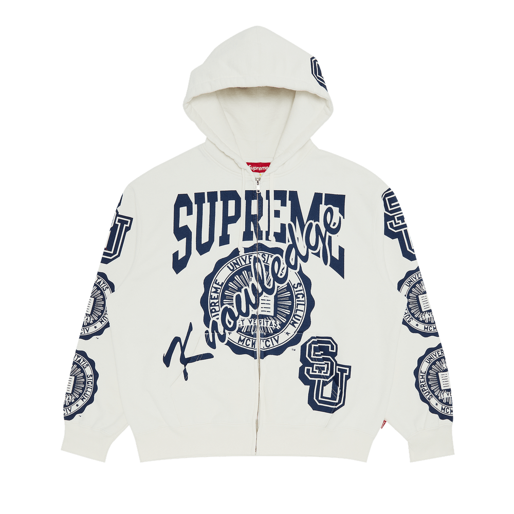 Buy Supreme Knowledge Reigns Zip Up Hooded Sweatshirt 'White