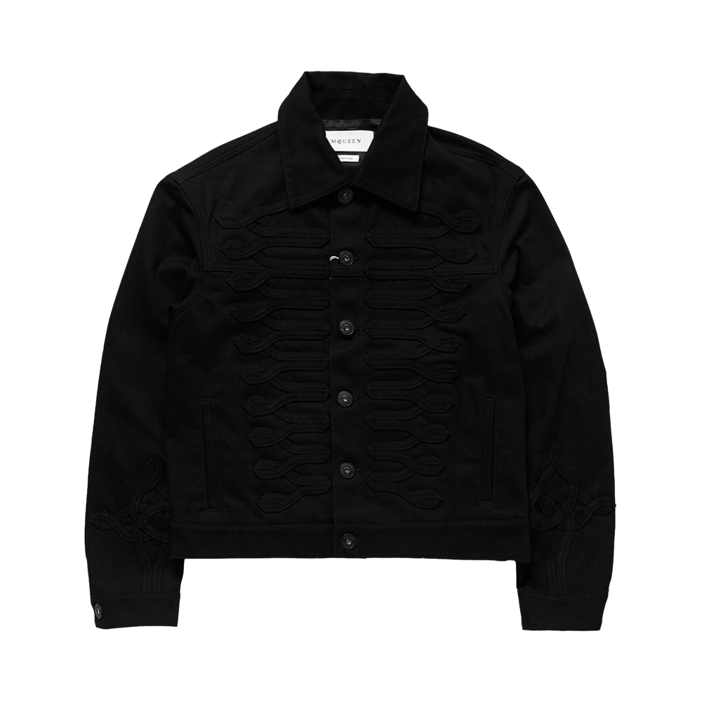 Buy Alexander McQueen Military Denim Jacket 'Black