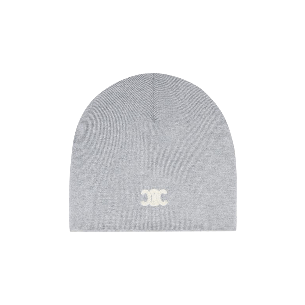 Buy CELINE Triomphe Beanie in Wool 'Light Grey' - AA0B60J71 08GC