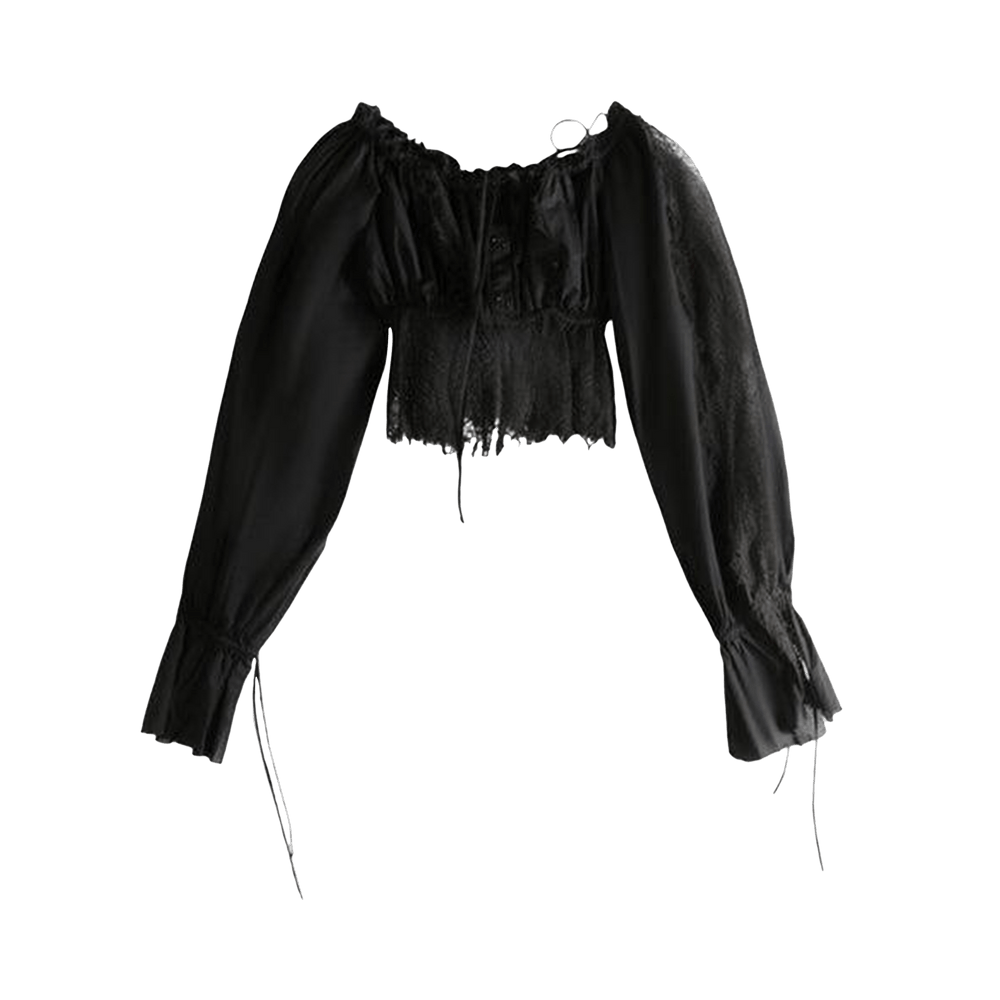 Buy Ann Demeulemeester Jorunn Crop Top 'Black' - 2502 W TO21 FA026